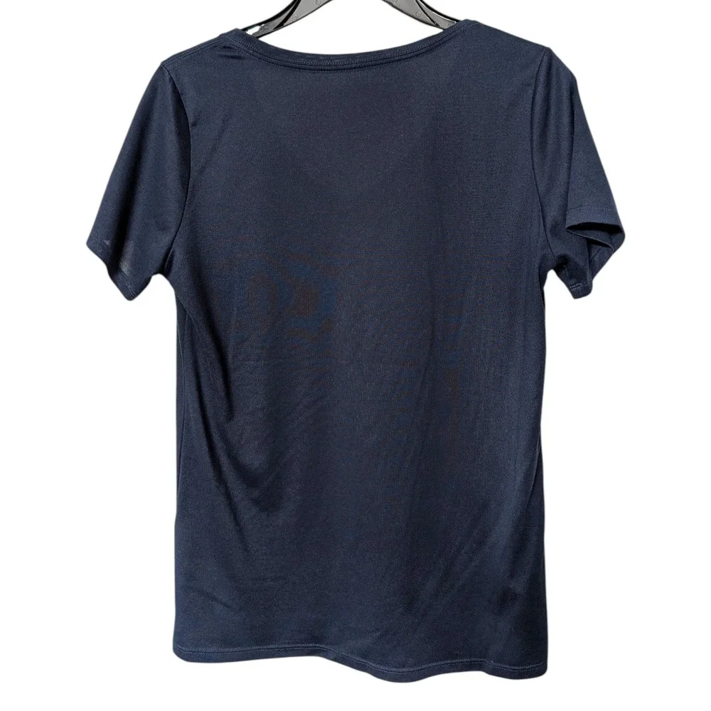 Nike Atlanta Braves Dri-Fit V-Neck T-Shirt Navy Blue MLB Graphic Tee Size Large